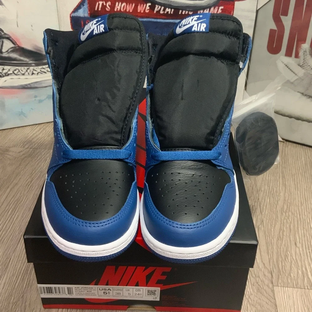 New Nike Jordan 1 Retro High OG Dark Marina Blue GS Size 5.5Y / 7W (575441-404)